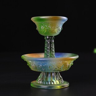 水晶琉璃八吉祥护法杯供杯西藏用品供具法器品七彩供杯七色大小选