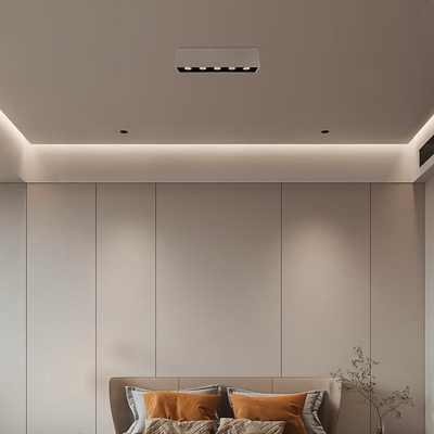 明装射灯吸顶客厅无主灯照明五头六头格栅灯斗胆灯家用长方形筒灯