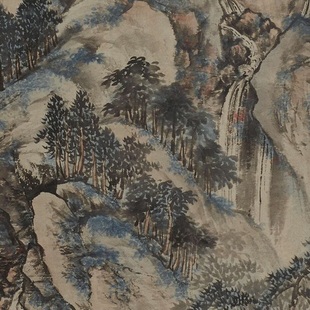 项圣谟秋林读书图山水复制绢布高清复制古微喷绘临摹客厅装饰挂画