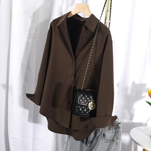 免烫防皱衬衫外套女2024年春秋款宽松高级感衬衣休闲百搭bf风上衣