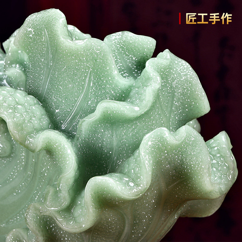 招财旺业玉白菜摆件金蟾竹节客厅酒柜旺财装饰品店铺乔迁开业送礼