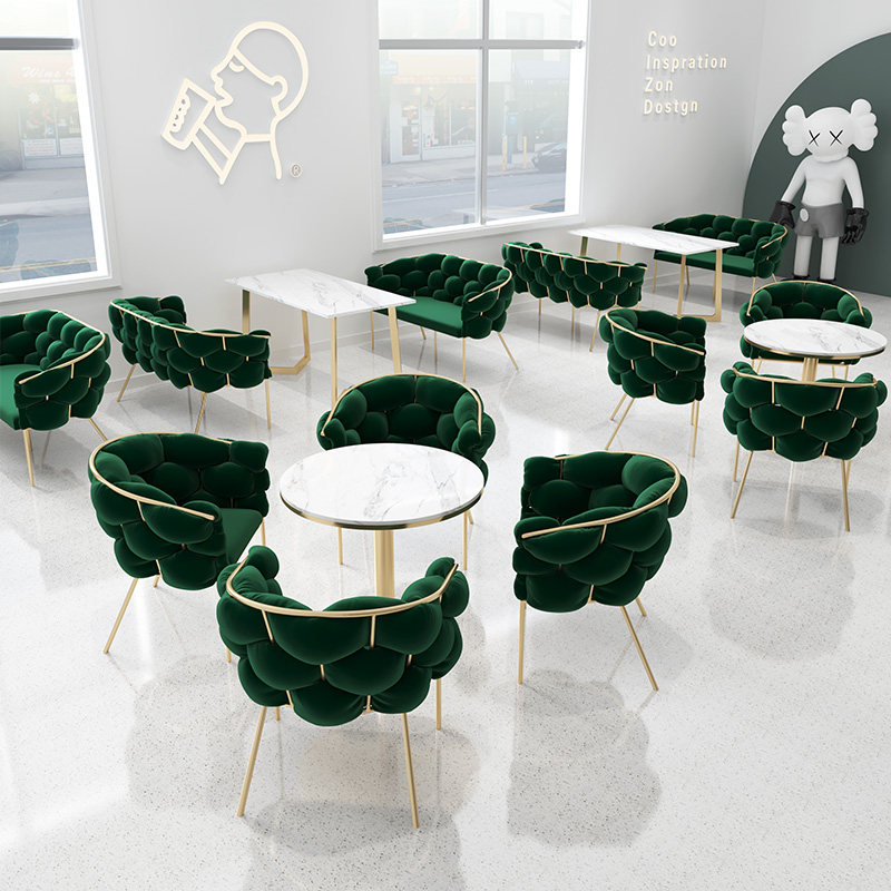 奶茶甜品店咖啡厅单双人沙发洽谈桌椅组合休闲休息区影楼接待卡座