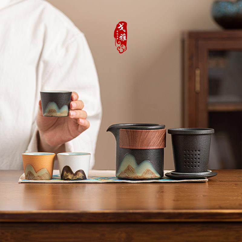 中国风茶具一壶三杯干泡家用礼盒功夫茶具陶瓷泡茶壶茶杯套装定制