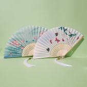 复古风折叠扇子女夏中国风古典汉服仙气竹扇旗袍舞蹈荷花折扇定制