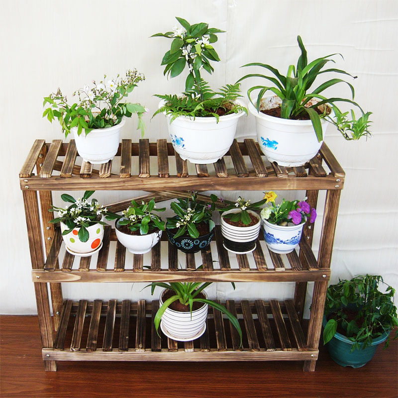 花架子日式阳台花架实木客厅多层木质花架落地多肉碳化花盆花架子,住宅家具,花架/花几,淘宝优惠券,粉丝福利购,淘宝优惠卷