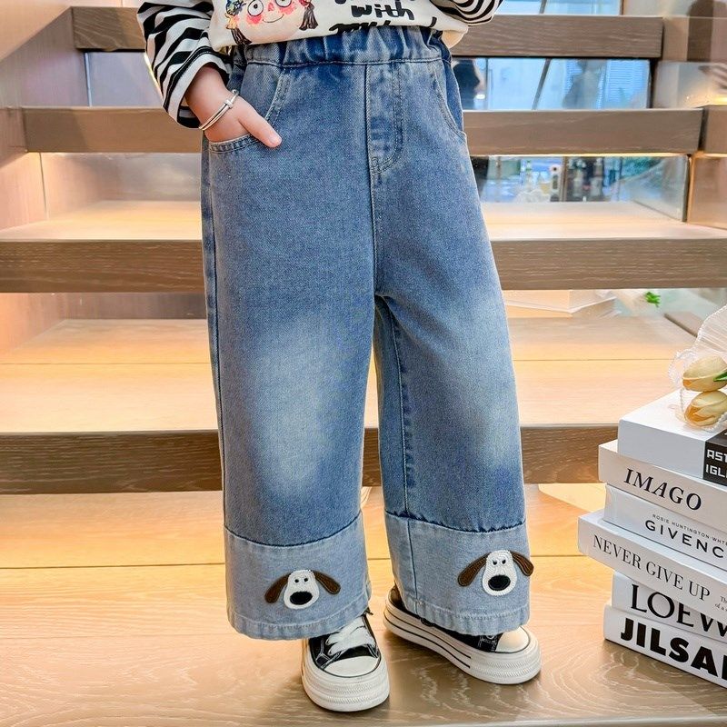 女童牛仔裤秋装2024新款儿童春秋季小狗裤子小童女宝宝休闲阔腿裤,童装/婴儿装/亲子装,儿童牛仔裤,淘宝优惠券,粉丝福利购,淘宝优惠卷