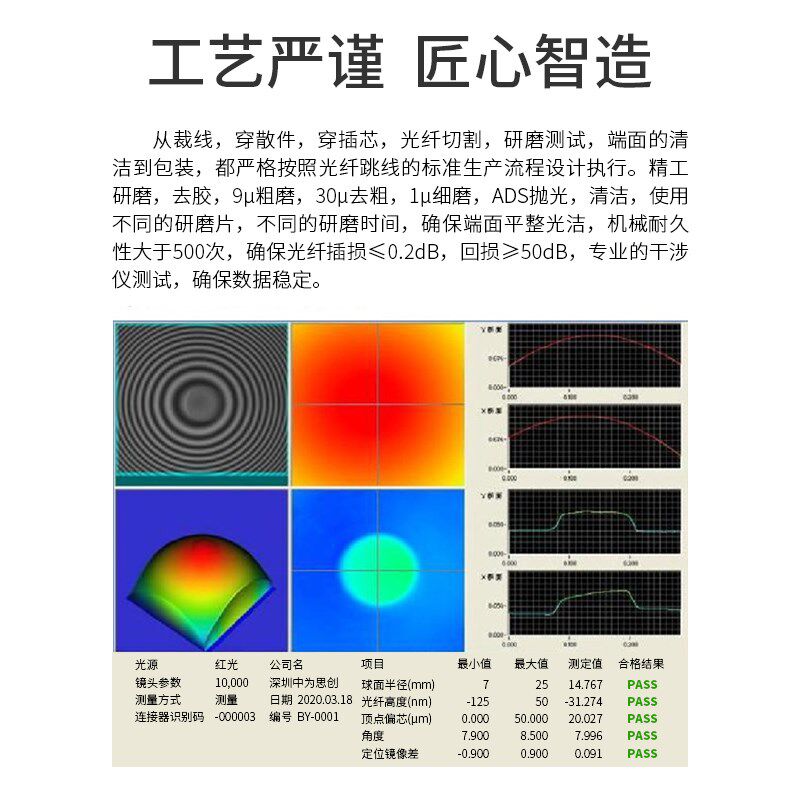 博扬 拉杆式万兆多模光纤跳线lc-lc 45米OM3-300一管双芯尾纤2