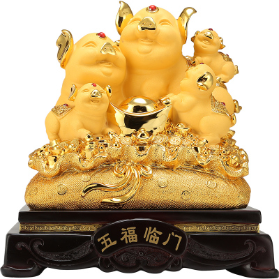 吉善堂 生肖招财金猪摆件工艺品创意家居客厅装饰开业礼品0113