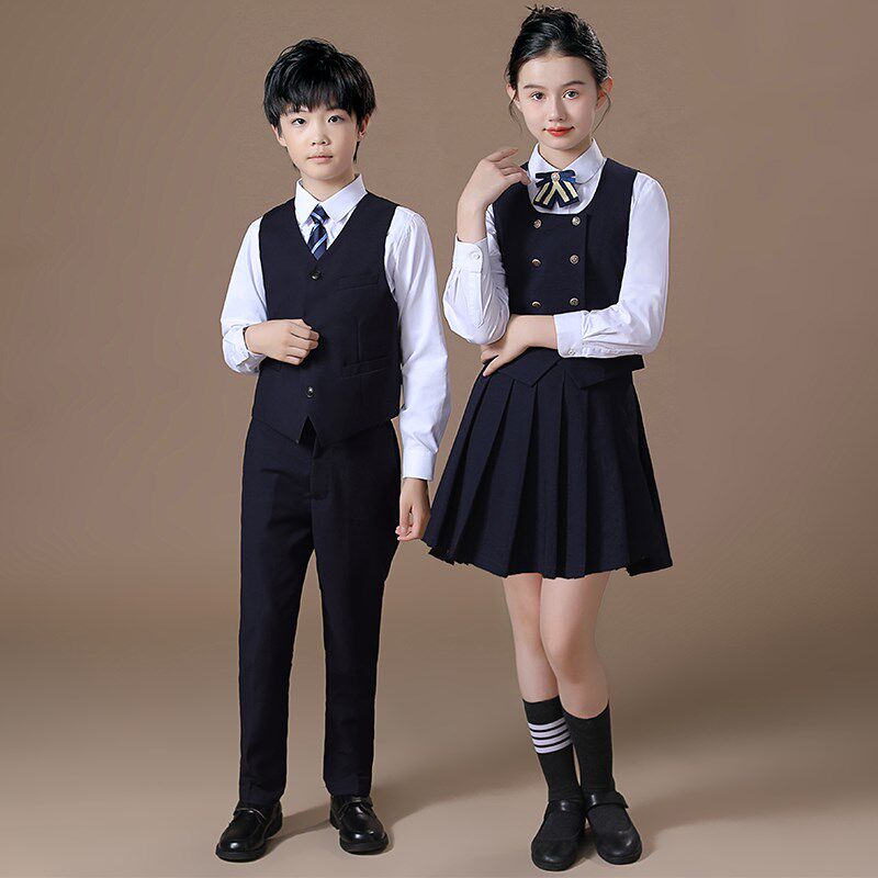 儿童大合唱演出服中小学生朗诵比赛服装学院风男女童校服演讲礼服
