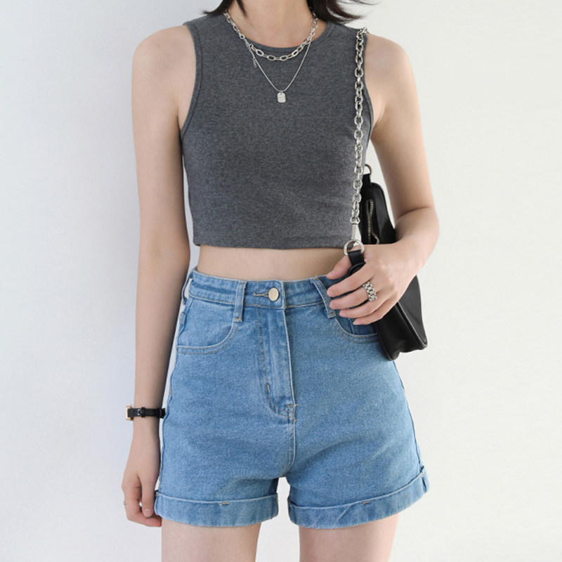 大码女裤夏薄款胖妹妹mm女装高腰显瘦a字黑色卷边牛仔短裤女夏装