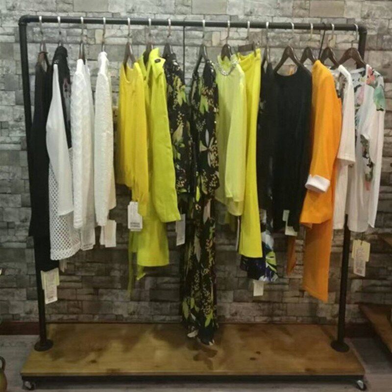 LOFT美式做旧松木服装架复古铁艺创意落地衣帽架挂衣架包邮