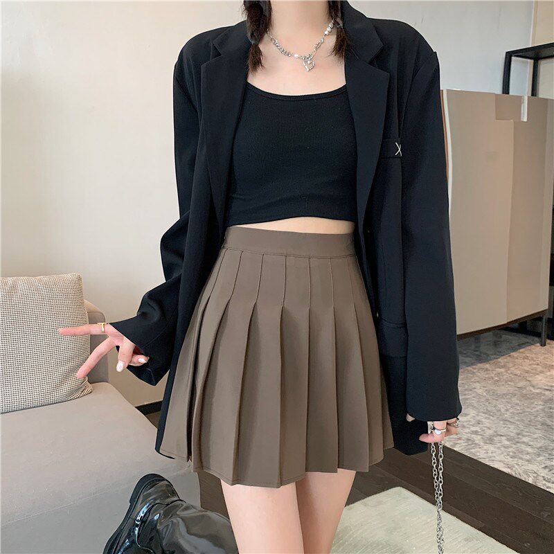 小个子JK黑色百褶裙大码胖mm灰色秋冬卡其色高腰毛呢半身裙a字裙