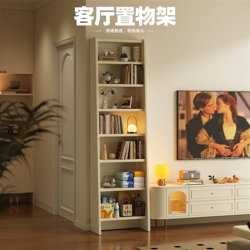 实木书架一体靠墙书柜储物柜落地置物架自由组合客厅高级感展示架