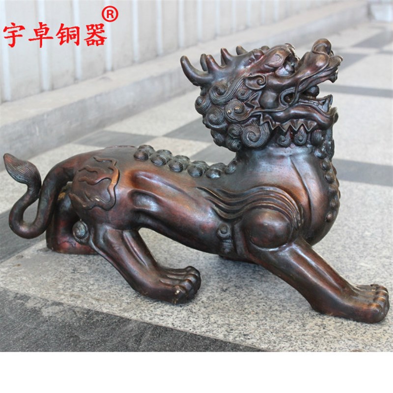 宇卓铜器纯铜貔貅黄铜貔貅皮丘铜双角貔貅一对工艺品摆饰