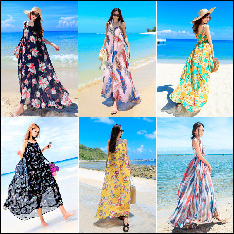 连衣裙女夏季显瘦2021新款海边度假吊带长裙子旅游三亚大码沙滩裙