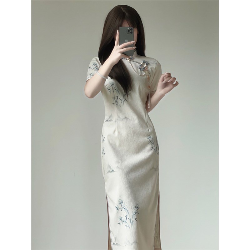 温婉复古民国风素雅旗袍2025年夏季新款年轻款少女改良连衣裙长款