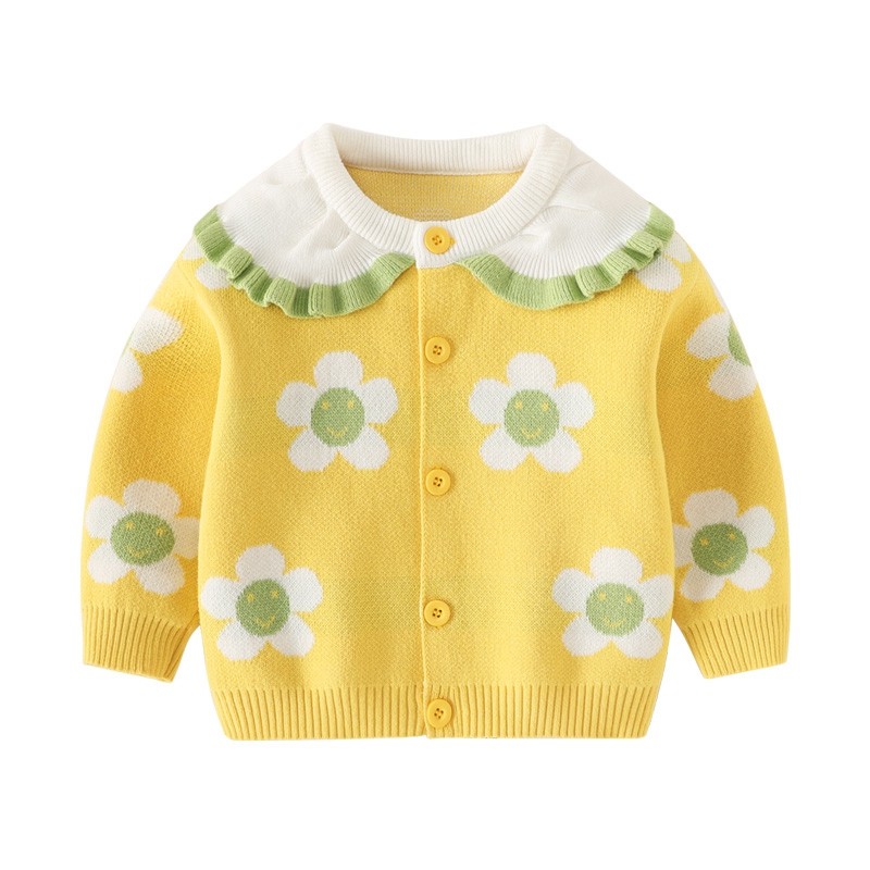女童毛衣针织衫秋装加绒外套开衫上衣女宝宝秋冬儿童婴儿外出衣服