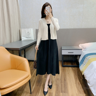 针织开衫女2022小个子毛衣外套女春秋款短款吊带裙外搭披肩厚上衣