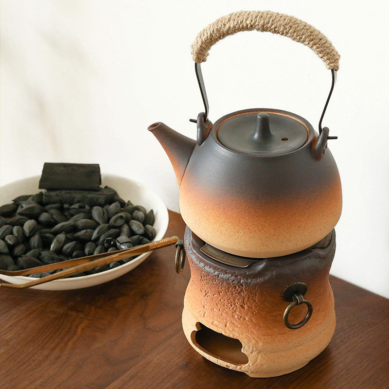 家用户外野外陶瓷酒精炉碳炉煮茶器烧水壶温茶炉茶壶套装底座双用