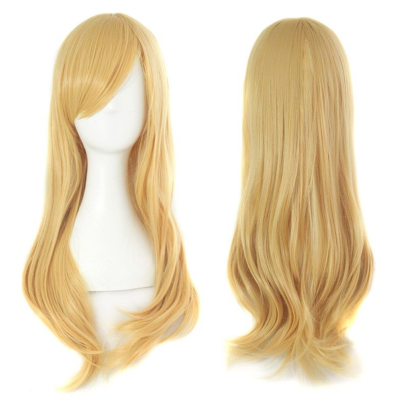 潼漫cos假发女长发60CM万用长直发微卷斜刘海小宫橙黄色动漫假毛,美发护发/假发,演出假发,淘宝优惠券,粉丝福利购,淘宝优惠卷