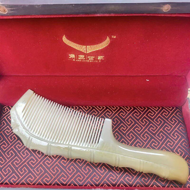 【精品加厚竹节梳】纯天然手工防静电竹节梳,白牦牛角,送礼佳品