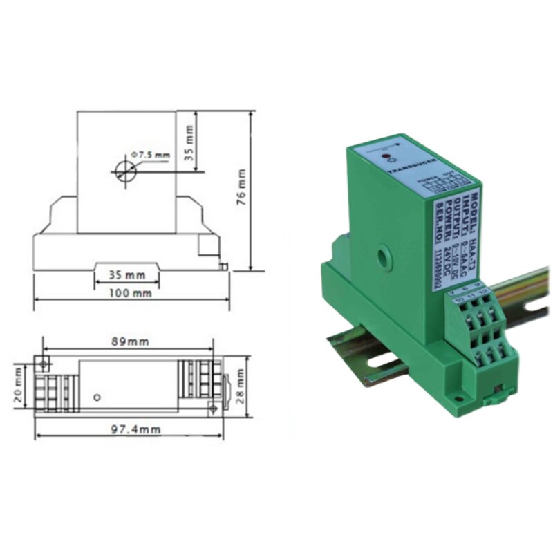 电流变送器交流穿孔0-10A20A50a转换5V10V4-20mA隔离传感器HAA-T4