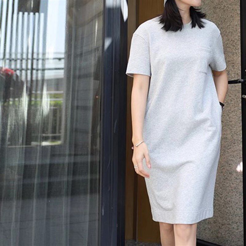 2024T恤针织网球裙连衣裙纯棉圆领休闲短袖中长款连衣裙