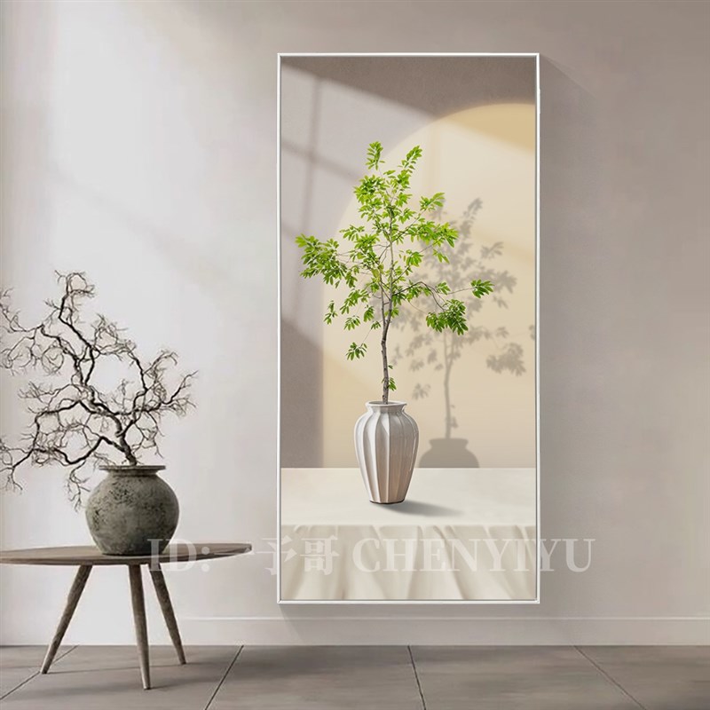 小清新绿植物配电箱遮挡开门式挂画入户过道玄关消防栓隐藏装饰画