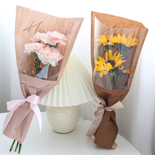 多支鲜花花束包装袋鲜花玫瑰花diy材料单枝袋单只花艺包花纸袋子