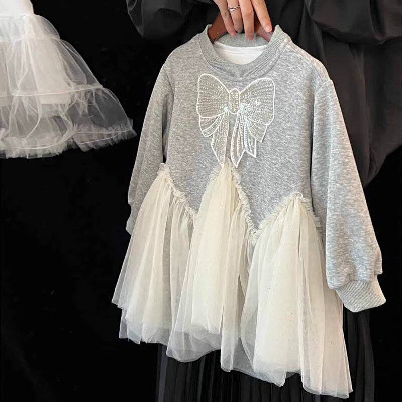 女童裙子春装2025新款儿童连衣裙春季中大童卫衣裙春秋女孩公主裙