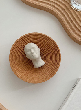 天然实木玄关复古高级艺术香薰收纳托盘茶盘装饰摆件拍照摄影道具