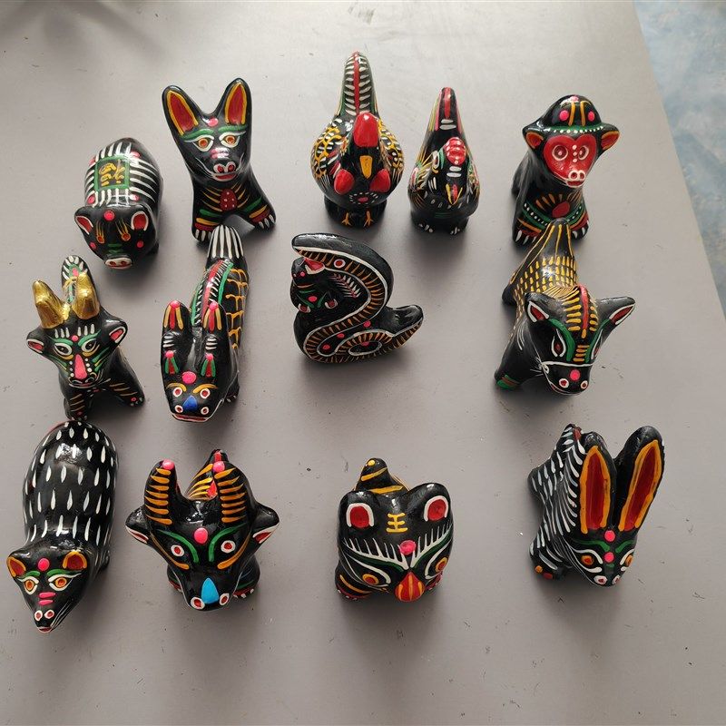 河南特产 淮阳泥泥狗大十二生肖 泥咕咕 泥哨 泥塑摆件 泥人,特色手工艺,泥人/泥塑/面塑,淘宝优惠券,粉丝福利购,淘宝优惠卷