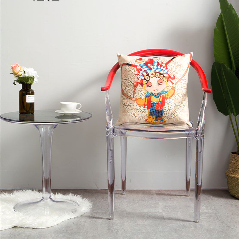 透明太师椅中式圈椅创意设计师个性扶手休闲会客椅时尚塑料餐椅
