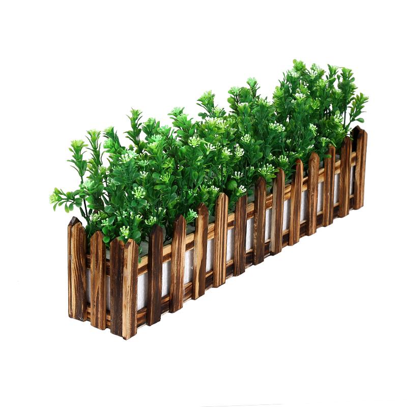 仿真米兰草绿植实木栅栏套装窗台客厅装饰花艺墙角遮挡售楼部餐厅