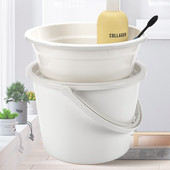 水桶脸盆三件套家用学生宿舍住校生储水洗衣洗澡带盖加厚大塑料桶