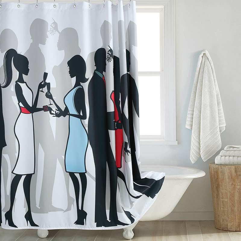 黛世欧式经典创意个性涤纶防水防霉浴帘卫生间隔断加厚不透光浴室