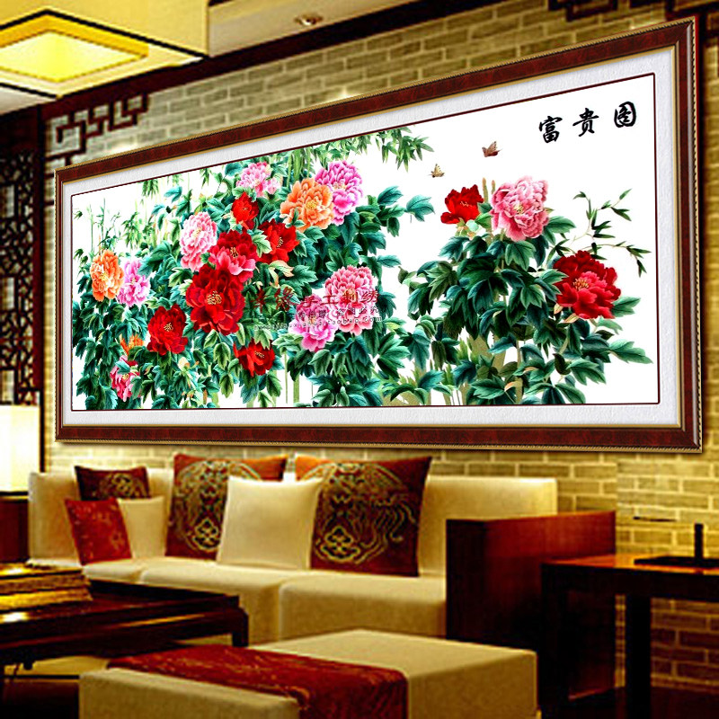 苏绣刺绣成品手工精品蝴蝶牡丹花竹子客厅画卧室玄关挂画 富贵图