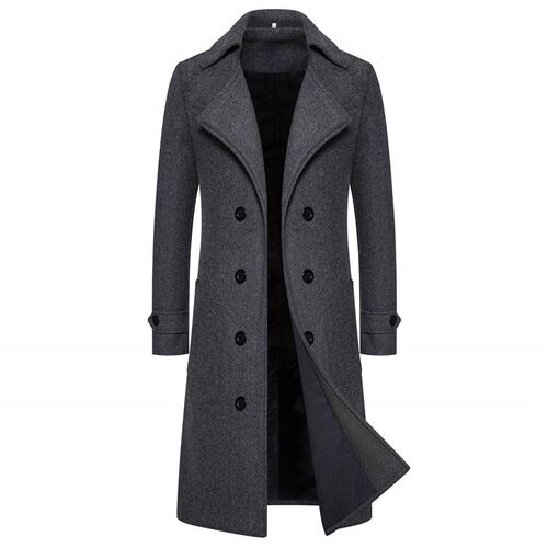 Long style double windbreaker mens woolen coat mens