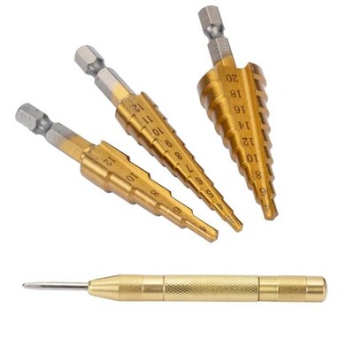 3PCS Large Cobalt Hole Titanium Cone Step Drill Bit High Str