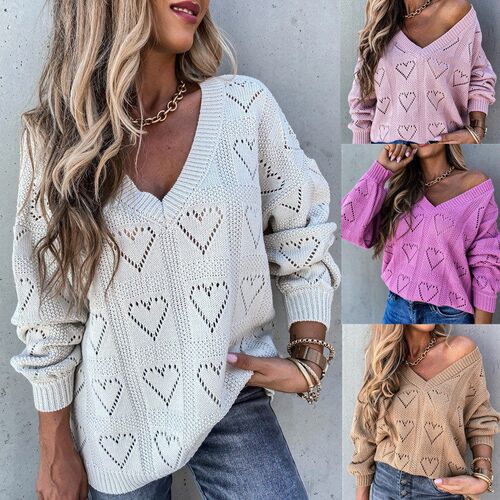 Casual Solid Color Sweater Women Jumper Pullover Tops