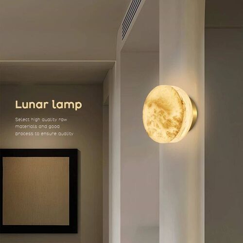 Minimalist Spanish Natural Marble Round Led Wall Lamp Nordic