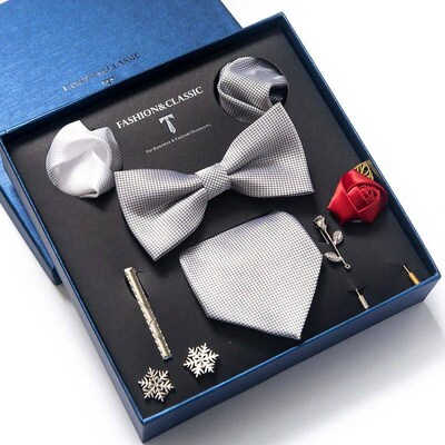 Mens Tie Set Luxury Gift Box Silk Tie Necktie Set 8pcs Insi