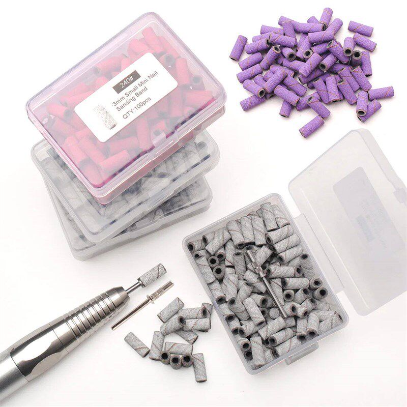 100pcs 3.1mm  Sanding Bands Kits Nail Drill Bits Mandrel Set - 实物图