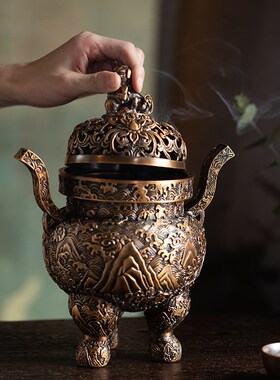 朱炳仁铜家居客厅办公装饰精品摆件工艺品礼品海水江崖纹福寿宝鼎