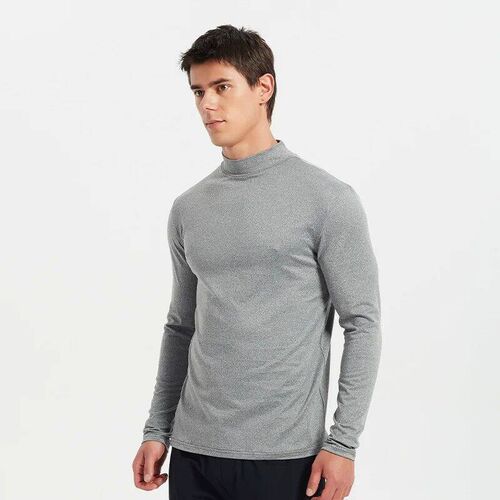 New Autumn Winter Mock Neck Long Sleeved Clothes Men Solid