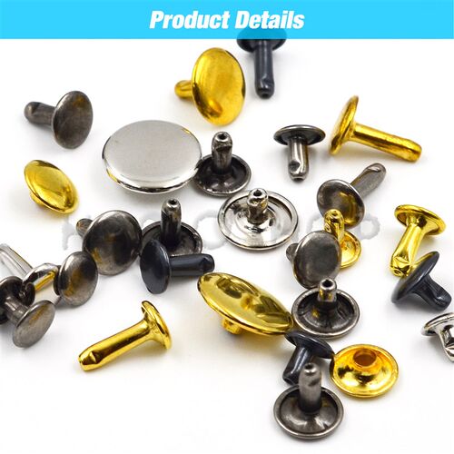 100Sets 5-15mm Metal Double Cap Rivets Stud Round Nail Rivet