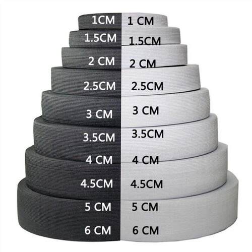 5M 3-50mm Flat Elastic Bands Black White Nylon Rubber Waist
