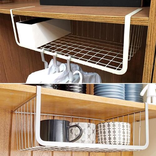 Kitchen Rack Hanging Under Cupboard Iron Storage Shelf Mesh