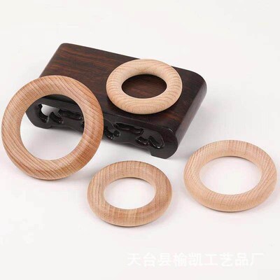 New 5Pc 40/55/60/65mm Beech Wooden Baby Teething Rings Woode