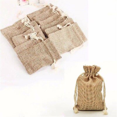 Jute Bag Drawstring burlap bags Gift Candy Beads Bags for